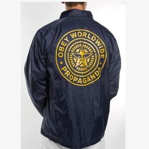 Obey Men's Navy and Gold Jacket